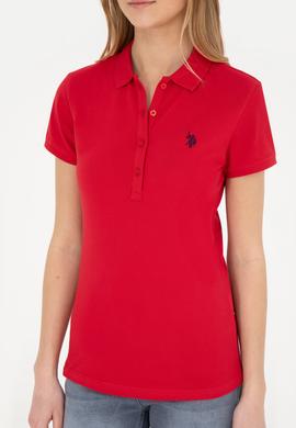 Kadın Kırmızı Basic Polo Yaka Tişört - 50280057182