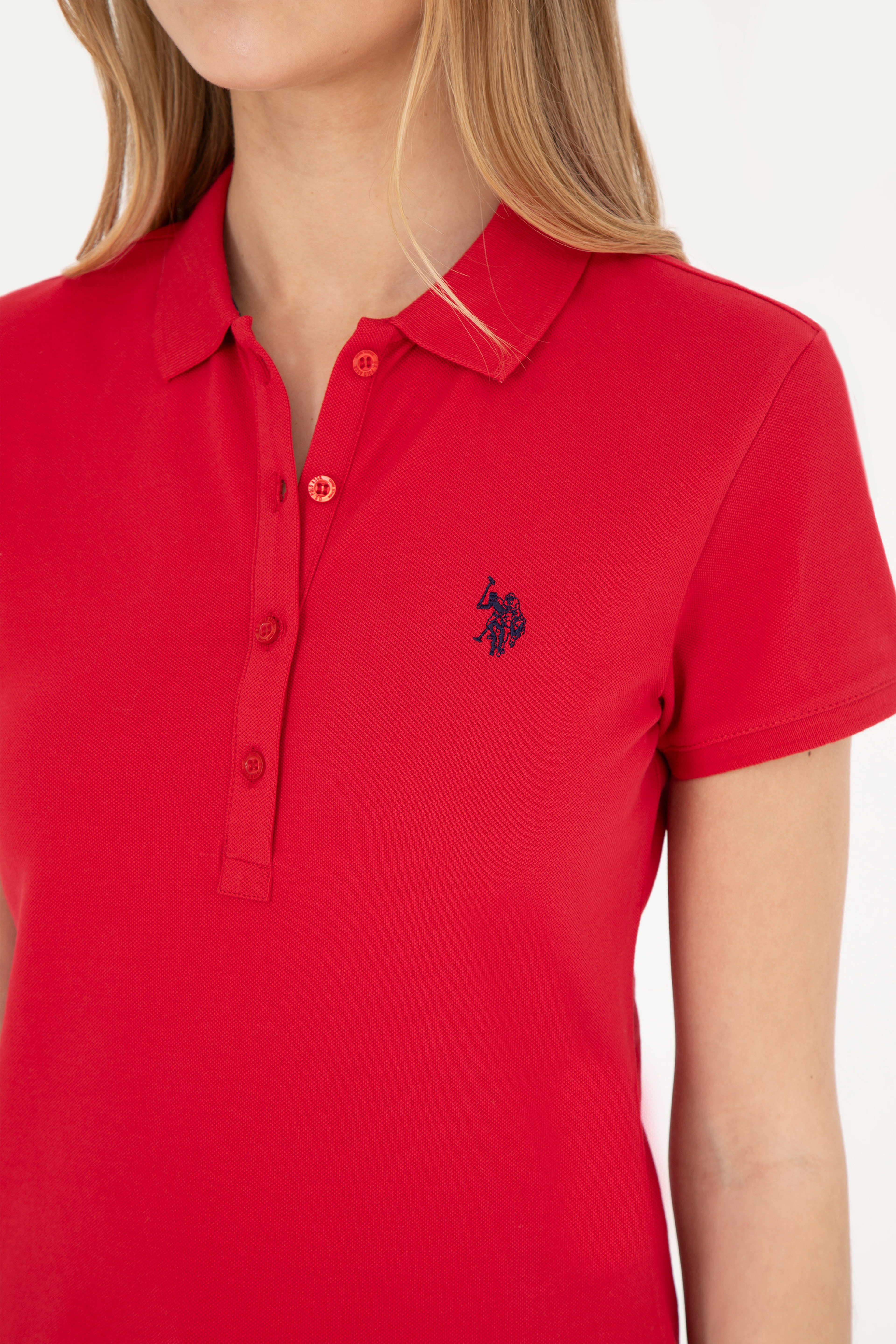 Kadın Kırmızı Basic Polo Yaka Tişört