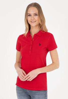 Kadın Kırmızı Basic Polo Yaka Tişört - 50280057182