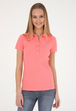 Kadın Pembe Basic Polo Yaka Tişört - 50280057194