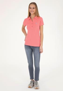 Kadın Pembe Basic Polo Yaka Tişört - 50280057194