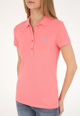 Kadın Pembe Basic Polo Yaka Tişört - 50280057194