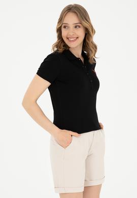 Kadın Siyah Basic Polo Yaka Tişört - 50280060028