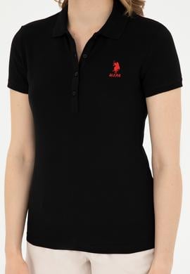 Kadın Siyah Basic Polo Yaka Tişört - 50280060028