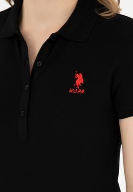 Kadın Siyah Basic Polo Yaka Tişört - 50280060028