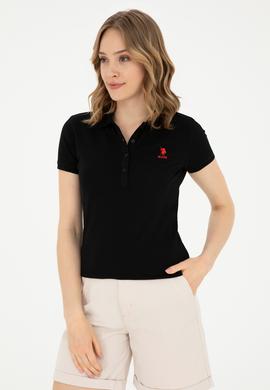 Kadın Siyah Basic Polo Yaka Tişört - 50280060028
