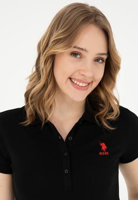 Kadın Siyah Basic Polo Yaka Tişört - 50280060028