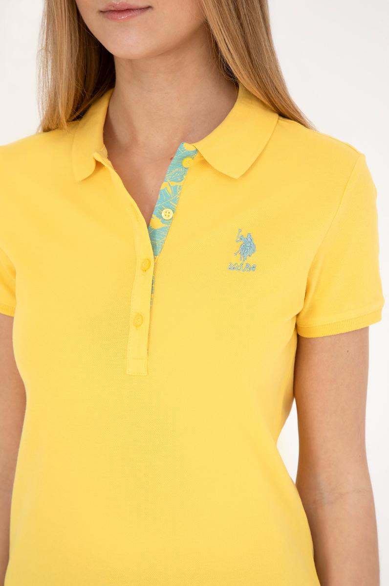 Kadın Sarı Basic Polo Yaka Tişört