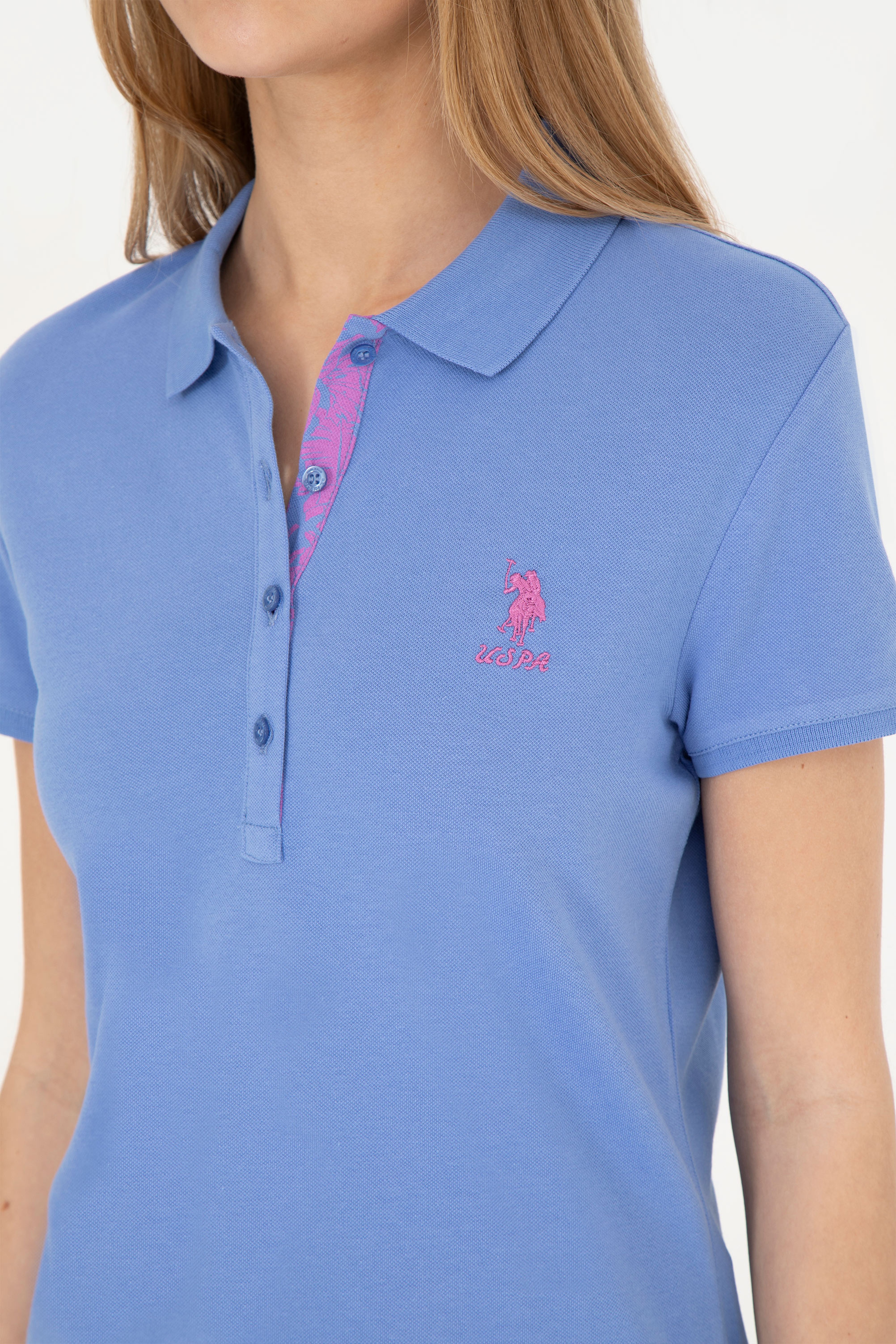 Kadın Koyu Mavi Basic Polo Yaka Tişört - Image 7