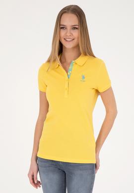 Kadın Sarı Basic Polo Yaka Tişört - 50280060292
