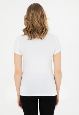 Kadın Beyaz Bisiklet Yaka Basic Tişört - 50288686008