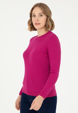 Kadın Fuşya Bisiklet Yaka Basic Kazak - 50288979013