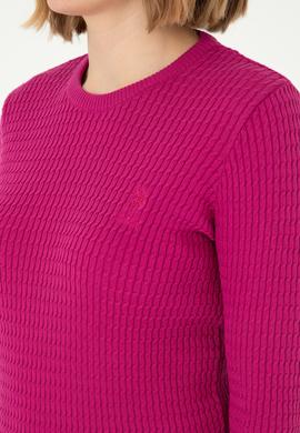 Kadın Fuşya Bisiklet Yaka Basic Kazak - 50288979013