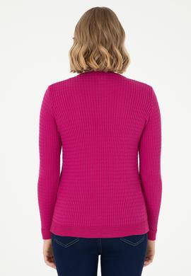 Kadın Fuşya Bisiklet Yaka Basic Kazak - 50288979013