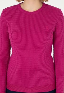 Kadın Fuşya Bisiklet Yaka Basic Kazak - 50288979013