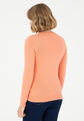 Kadın Somon V Yaka Basic Kazak - 50288997076