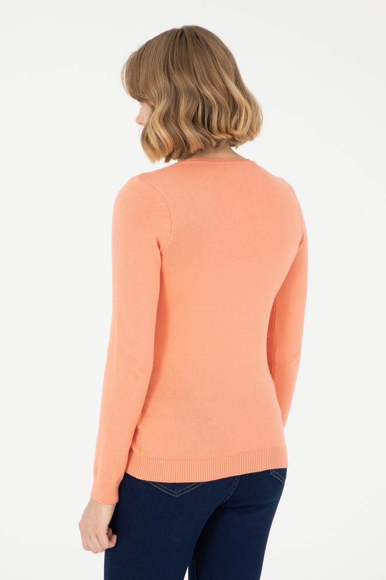 Kadın Somon V Yaka Basic Kazak - 50288997076