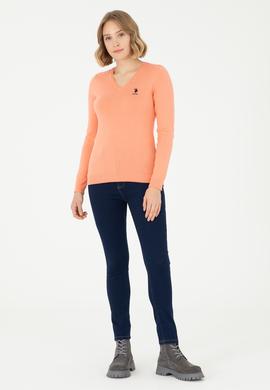 Kadın Somon V Yaka Basic Kazak - 50288997076
