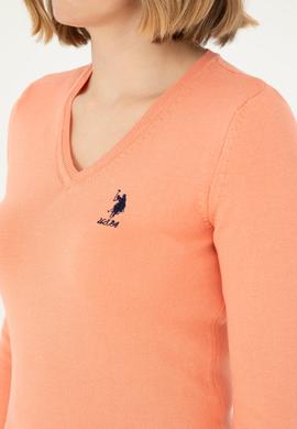 Kadın Somon V Yaka Basic Kazak - 50288997076