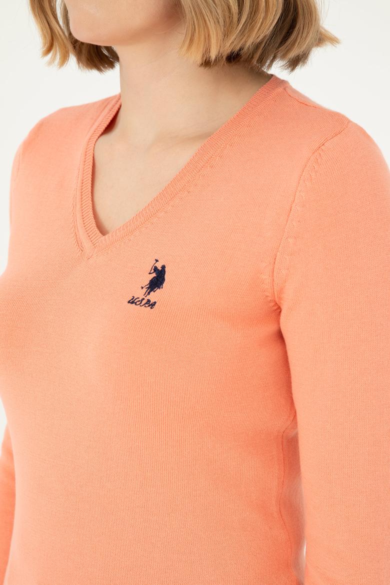 Kadın Somon V Yaka Basic Kazak - 50288997076