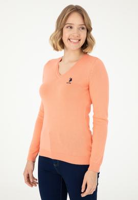 Kadın Somon V Yaka Basic Kazak - 50288997076