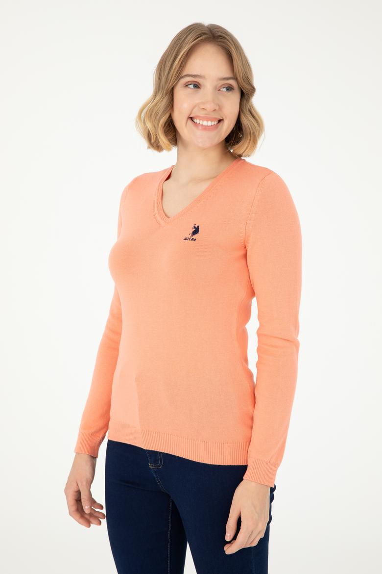 Kadın Somon V Yaka Basic Kazak - 50288997076