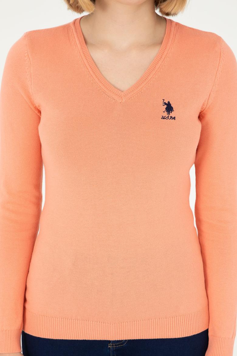 Kadın Somon V Yaka Basic Kazak - 50288997076