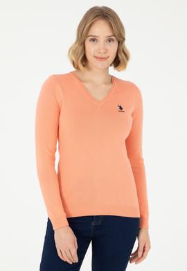 Kadın Somon V Yaka Basic Kazak - 50288997076