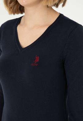 Kadın Lacivert Basic V Yaka Kazak - 50288997026