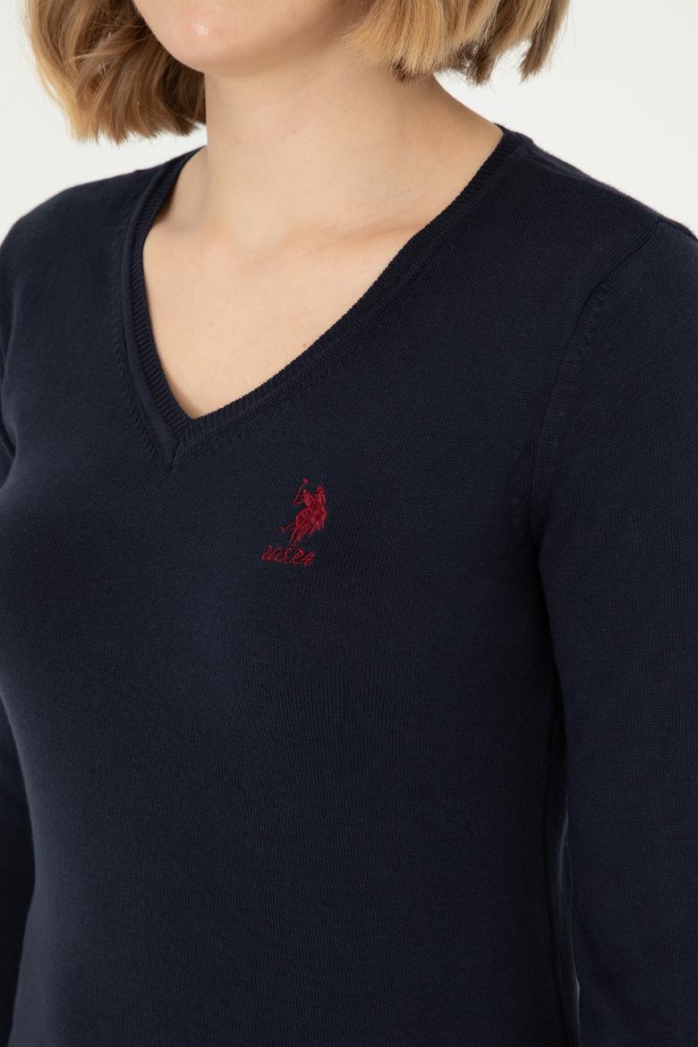 Kadın Lacivert Basic V Yaka Kazak - 50288997026