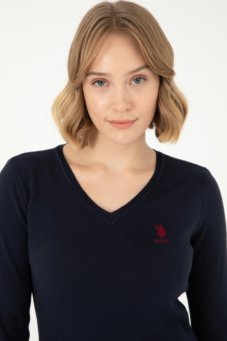 Kadın Lacivert Basic V Yaka Kazak - 50288997026