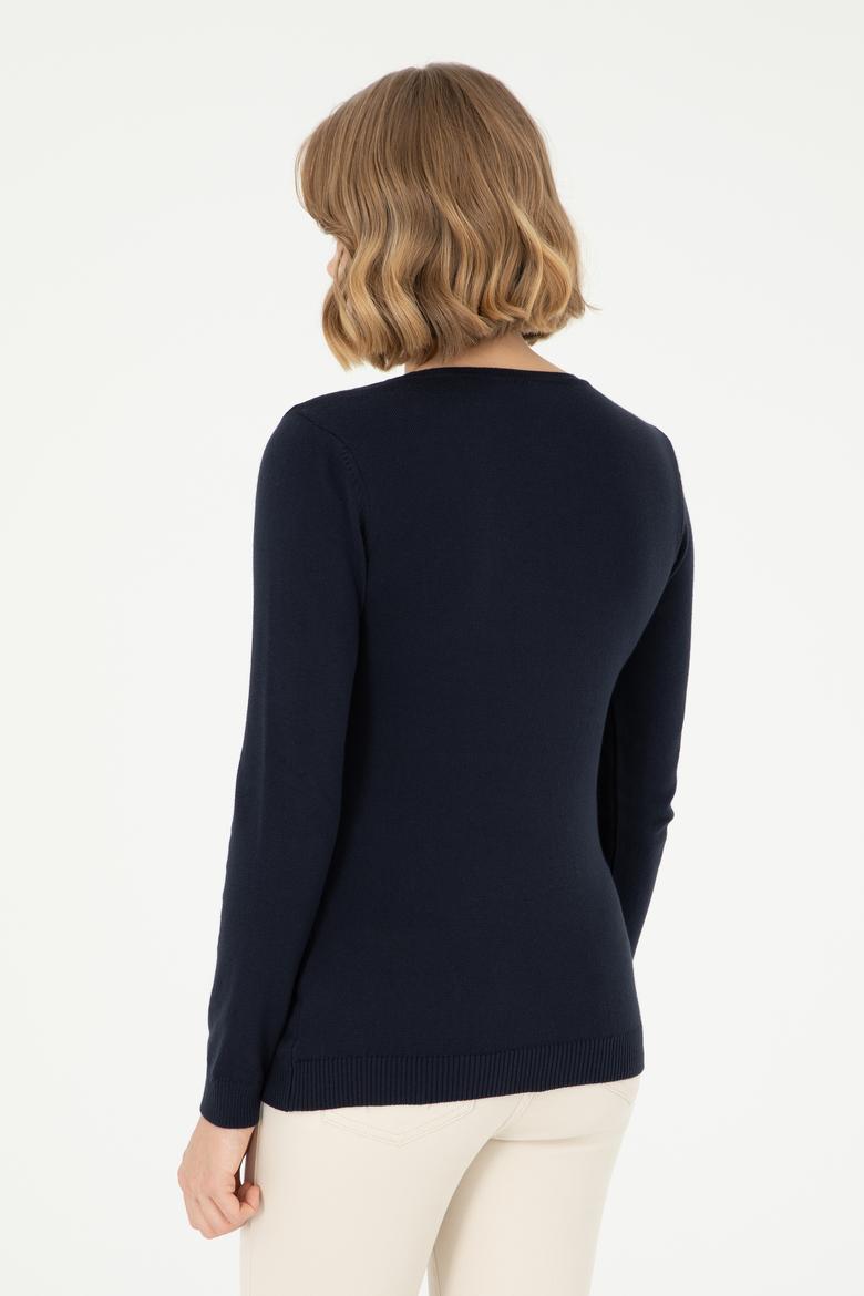 Kadın Lacivert Basic V Yaka Kazak - 50288997026