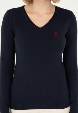 Kadın Lacivert Basic V Yaka Kazak - 50288997026