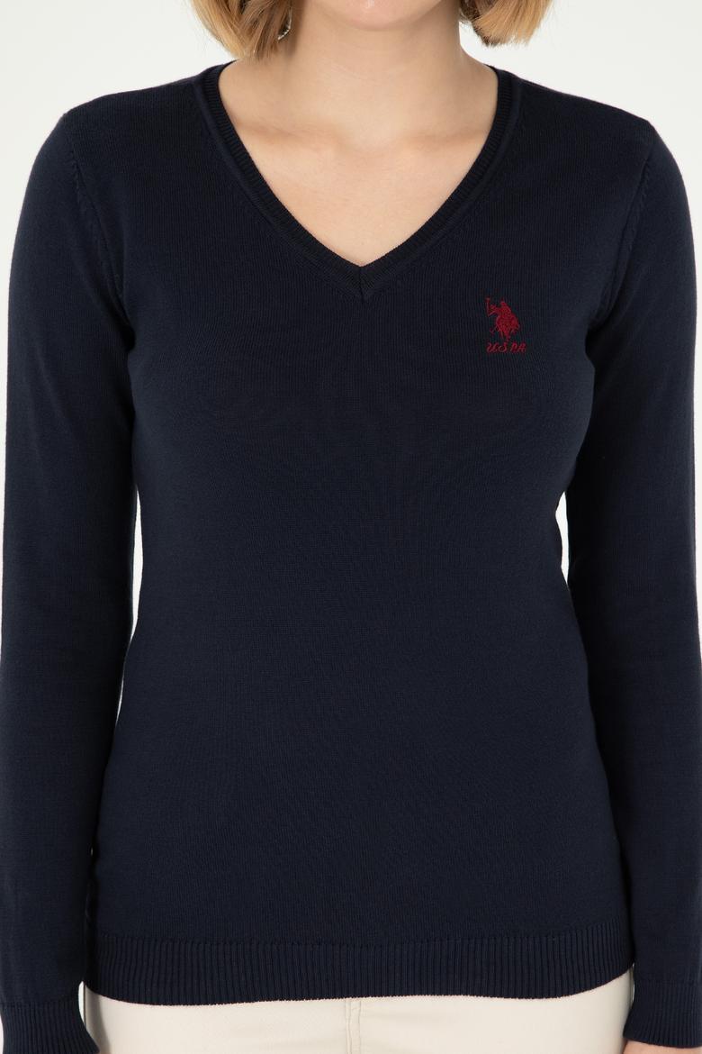 Kadın Lacivert Basic V Yaka Kazak - 50288997026