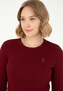 Kadın Bordo Bisiklet Yaka Basic Kazak - 50288979048