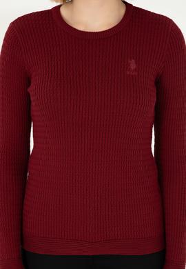 Kadın Bordo Bisiklet Yaka Basic Kazak - 50288979048