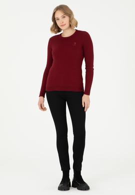 Kadın Bordo Bisiklet Yaka Basic Kazak - 50288979048