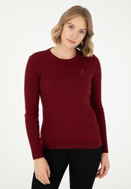 Kadın Bordo Bisiklet Yaka Basic Kazak - 50288979048