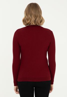 Kadın Bordo Bisiklet Yaka Basic Kazak - 50288979048