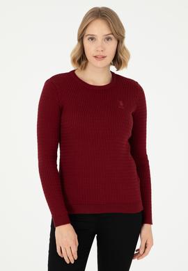 Kadın Bordo Bisiklet Yaka Basic Kazak - 50288979048