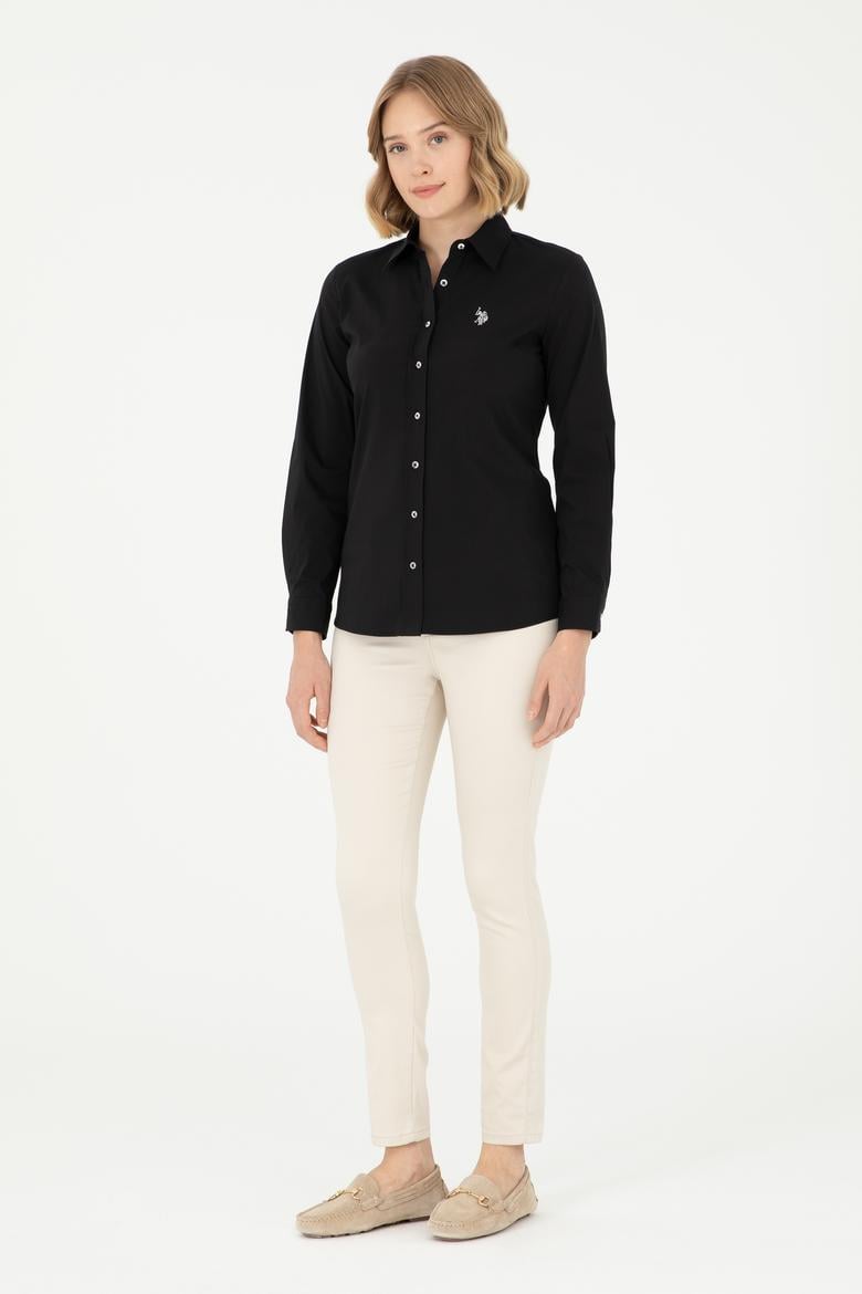 Kadın Siyah Uzun Kollu Basic Gömlek - 50293919018