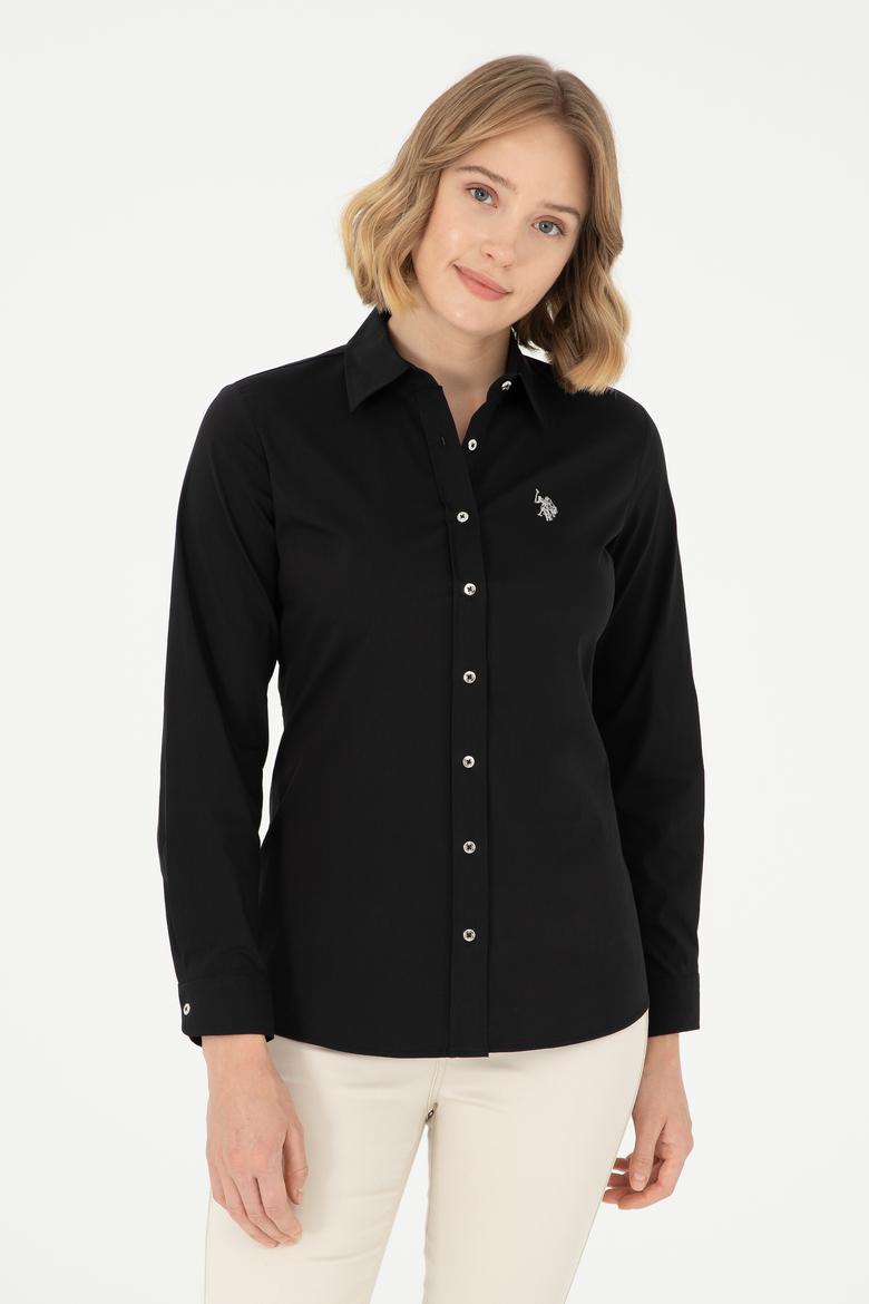 Kadın Siyah Uzun Kollu Basic Gömlek