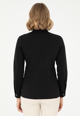 Kadın Siyah Uzun Kollu Basic Gömlek - 50293919018