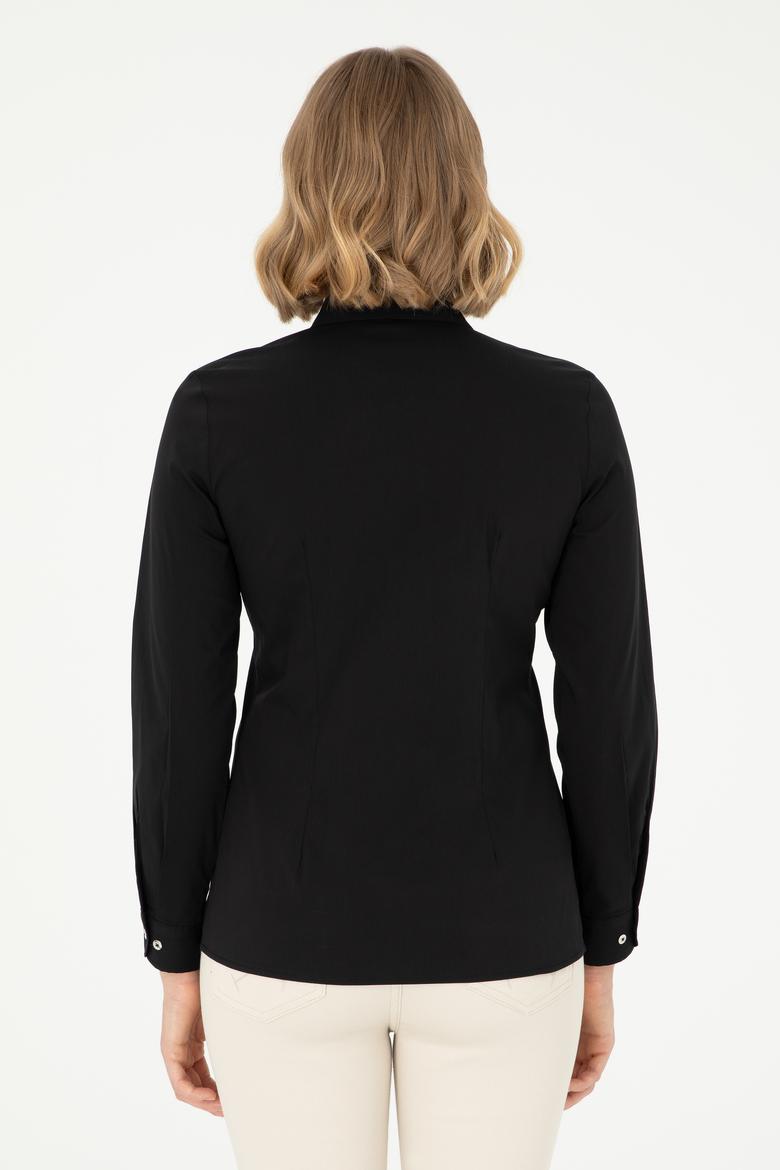 Kadın Siyah Uzun Kollu Basic Gömlek - 50293919018