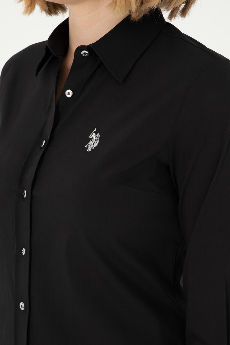 Kadın Siyah Uzun Kollu Basic Gömlek - 50293919018