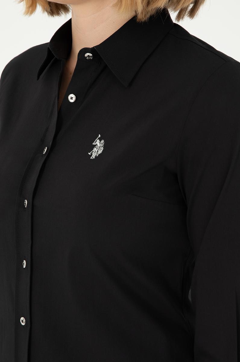 Kadın Siyah Uzun Kollu Basic Gömlek