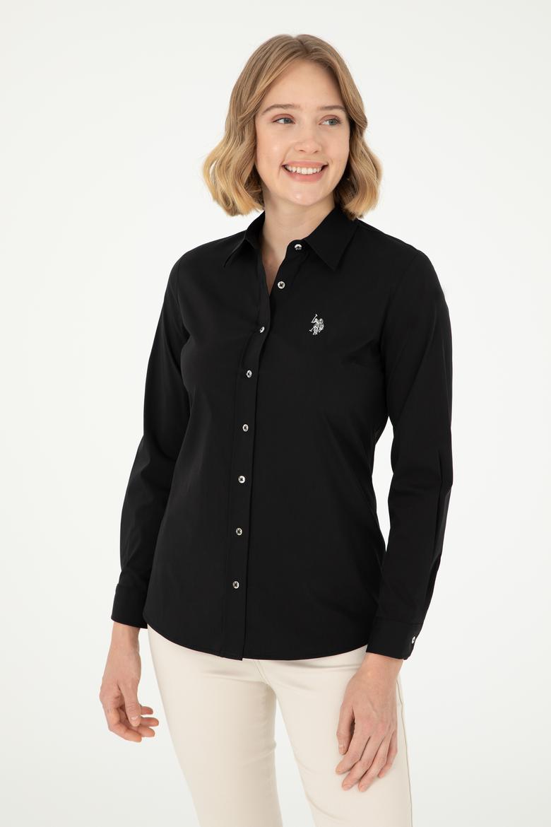 Kadın Siyah Uzun Kollu Basic Gömlek - 50293919018