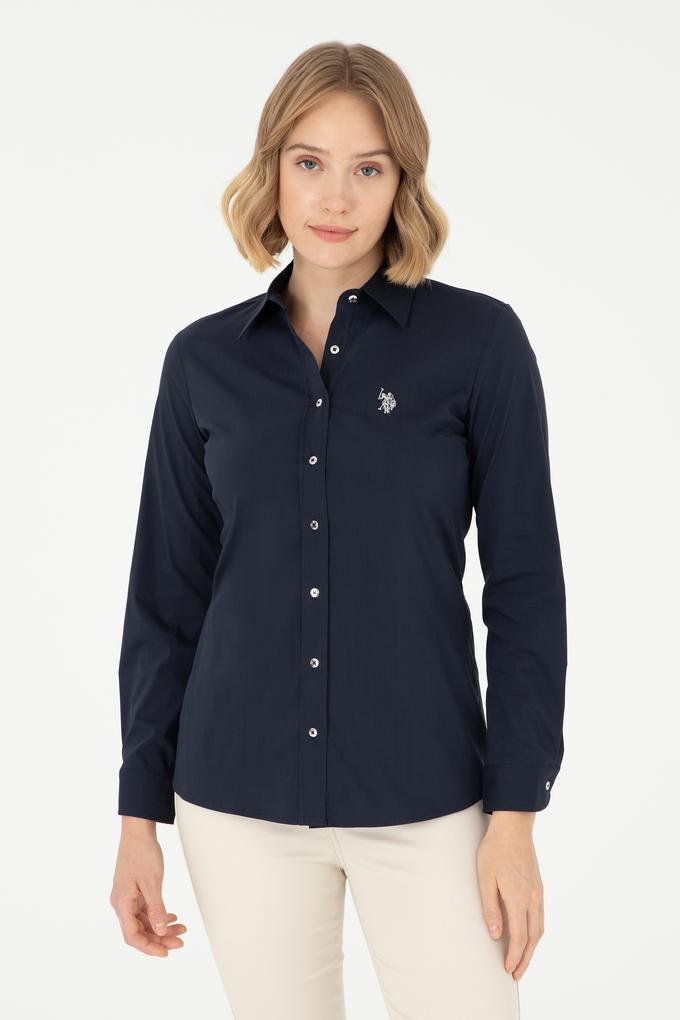 Kadın Lacivert Uzun Kollu Basic Gömlek