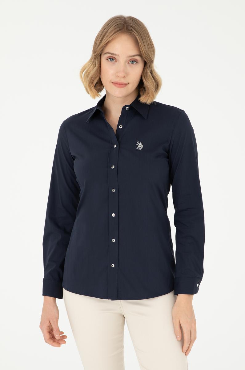 Kadın Lacivert Uzun Kollu Basic Gömlek