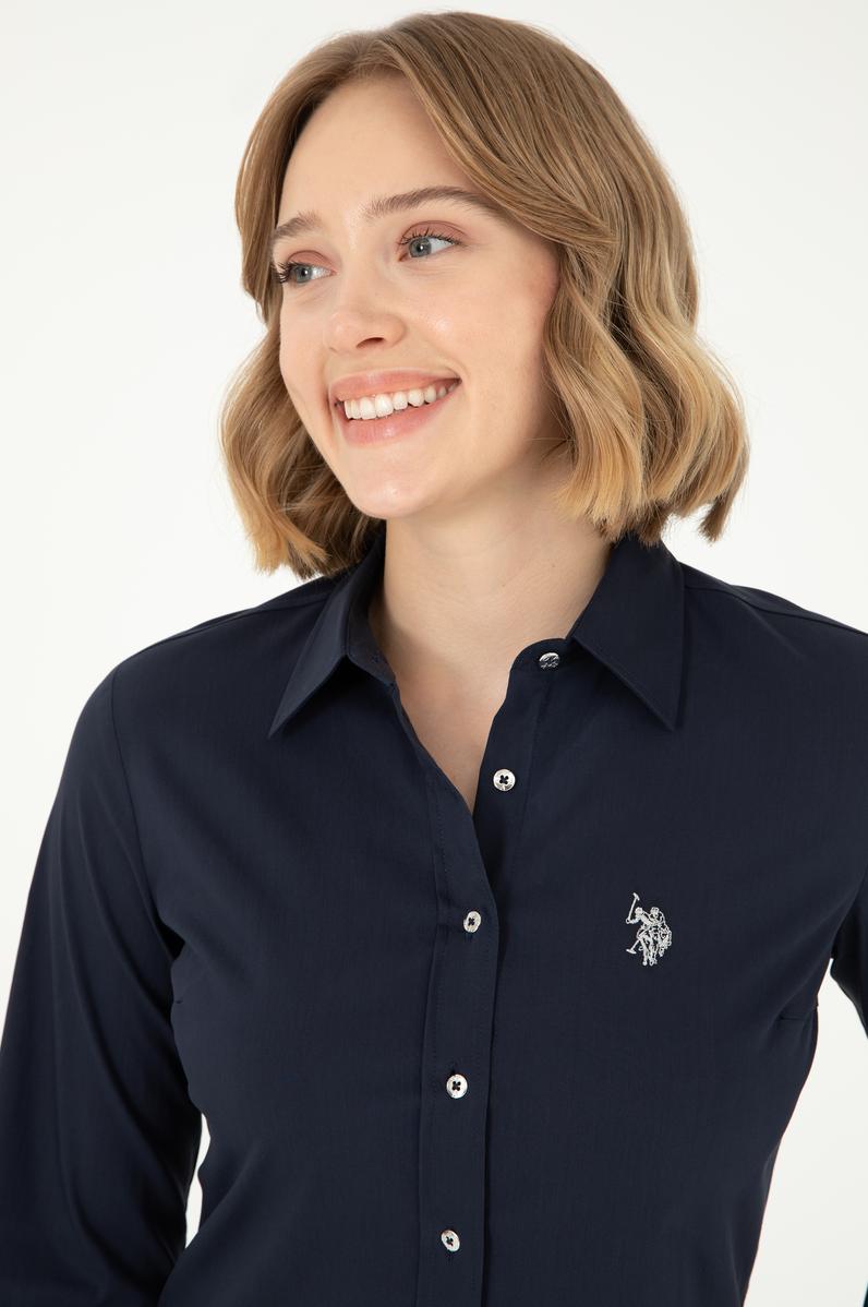 Kadın Lacivert Uzun Kollu Basic Gömlek